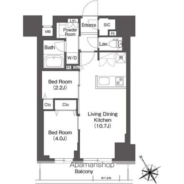ＢｌｕＲｏｃｋ後楽園　[2LDK/40.08m2]の間取図