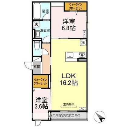 シンシア春日[2LDK/62.15m2]の間取図