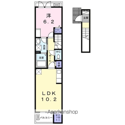 ミ・リブロ彦根駅北壱番館[1LDK/43.79m2]の間取図