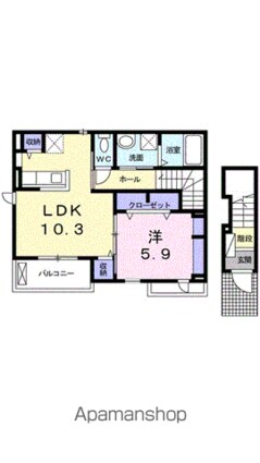 ティーグル　ドゥー[1LDK/45.13m2]の間取図