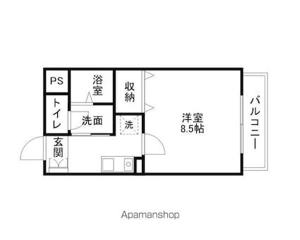 ドーミトゥリィ久野部[1K/28.19m2]の間取図