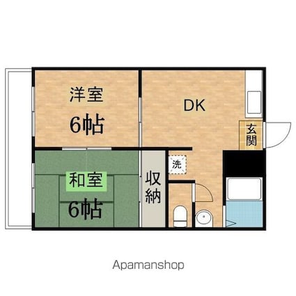グリーンハイム小形３[2DK/34.99m2]の間取図