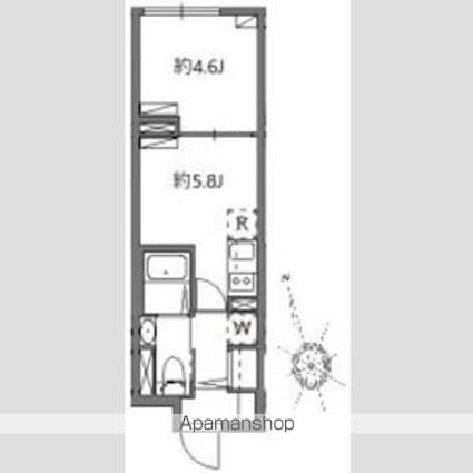 東京都世田谷区下馬５丁目[1DK/25.67m2]の間取図