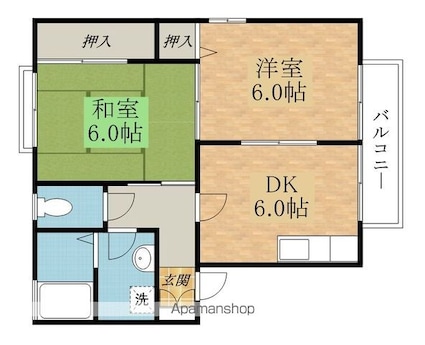 アポロⅡ[2DK/47.28m2]の間取図