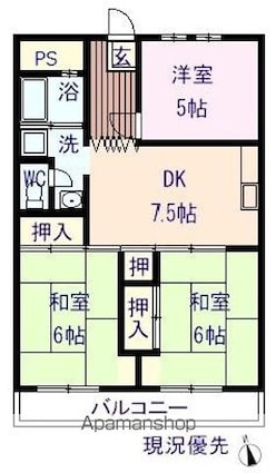 曙ハイツ・[3DK/58.5m2]の間取図