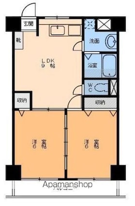 グランアルブル山越Ⅲ[2LDK/45.36m2]の間取図