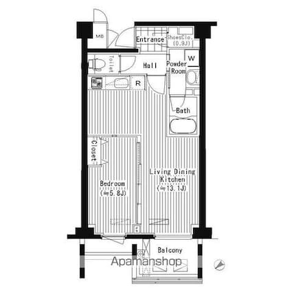 ＰＲＩＭＥ　ＵＲＢＡＮ　東中野　ＣＯＵＲＴ[1LDK/44.31m2]の間取図