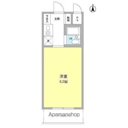ウッドクレスト砧Ｄ棟[1R/16.74m2]の間取図