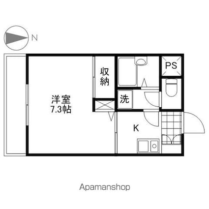 広島県広島市佐伯区五日市１丁目[1K/25.6m2]の間取図