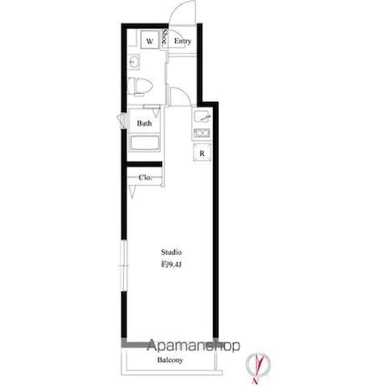 プロスパー小石川[1R/28.21m2]の間取図