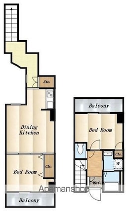 三鷹ハイデンス[2DK/55.01m2]の間取図