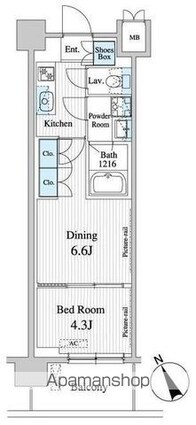 プレノ清澄庭園[1DK/32.62m2]の間取図