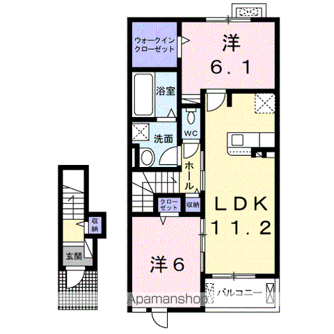 【海南市重根のアパートの間取り】