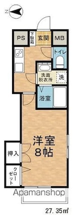 ブレインマンション・Ｋ５[1K/27.35m2]の間取図