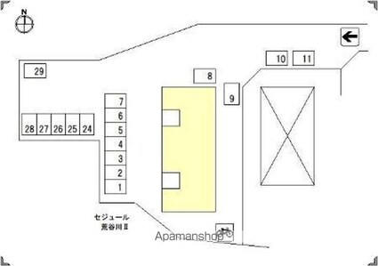 セジュール荒谷川Ⅱ[2DK/50.3m2]の配置図