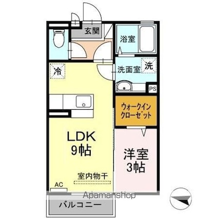 アスティオス[1LDK/33.39m2]の間取図