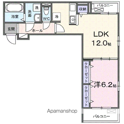 カーサ・ソレイユ　Ｂ[1LDK/45.8m2]の間取図