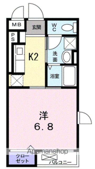 アパルトマン　ジョルジュ[1K/25.93m2]の間取図