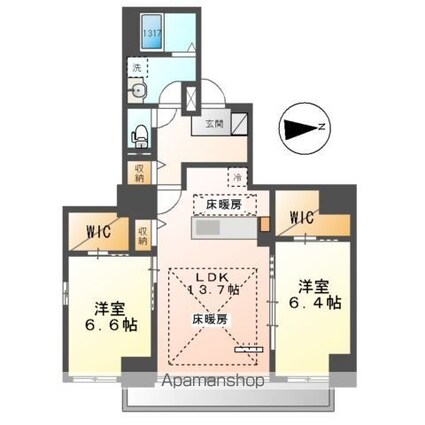 Ｇｒａｎｄ　Ｃｈａｉｎｏｎ金山[2LDK/68.44m2]の間取図