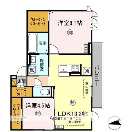 ロンターノ[2LDK/61.74m2]の間取図