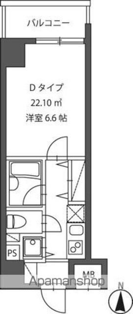 レジディア新御茶ノ水[1K/22.1m2]の間取図