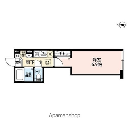 エクセラン南千住[1K/20.68m2]の間取図