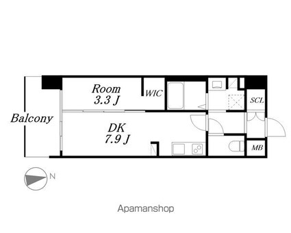 Ｔｈａｍｅｓ　ｇａｒｄｅｎ　ｐｌａｃｅ[1LDK/31.74m2]の間取図