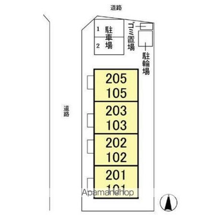ラ・フルール四季[1K/29.25m2]の配置図