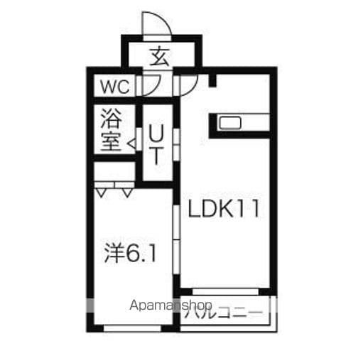 札幌市軌道線 西線６条駅 徒歩5分 5階建 築20年の間取り写真