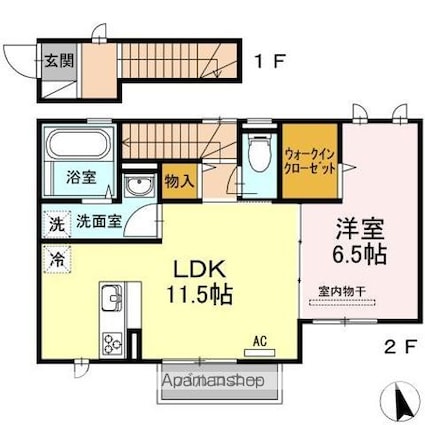 パティオ　Ｂ棟[1LDK/50.56m2]の間取図