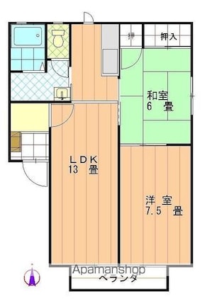 フレグランス大内[2LDK/57.8m2]の間取図