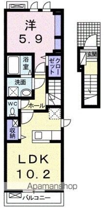 ファジョーロ・ディテⅠ[1LDK/44.66m2]の間取図
