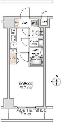 リテラス本所吾妻橋[1K/25.28m2]の間取図