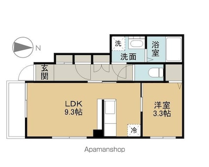 ヒルサイドテラス[1LDK/34.19m2]の間取図