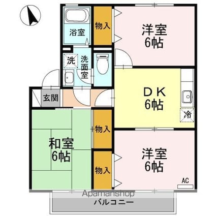 ブレスガーデン　Ⅲ棟[2LDK/55.44m2]の間取図