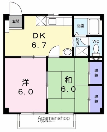 ファミールみやまえ[2DK/40.57m2]の間取図