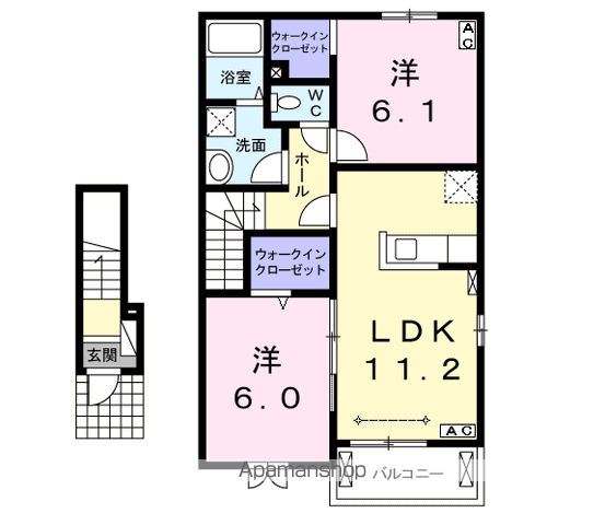 岐阜市琴塚のアパートの間取り