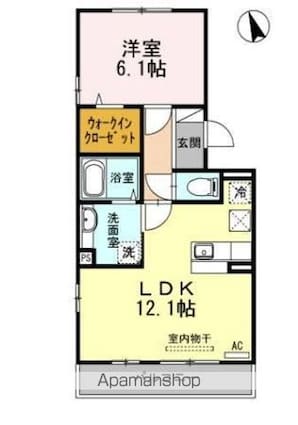 サンヒルズ伏石[1LDK/44.62m2]の間取図