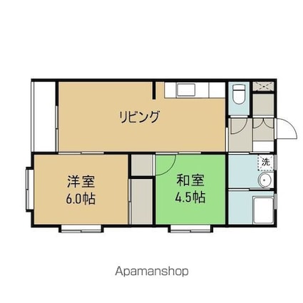 サンハイツ若草[2LDK/49m2]の間取図