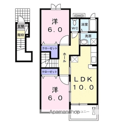 東京都八王子市犬目町[2LDK/57.22m2]の間取図