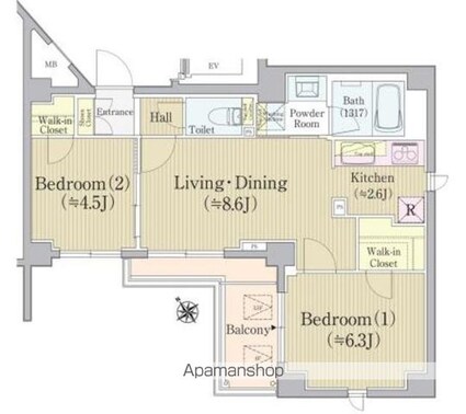 ＲＥＸ白金[2LDK/50.64m2]の間取図