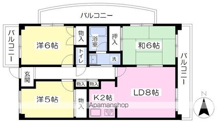 クリーンハイツ越智Ⅱ[3LDK/63m2]の間取図