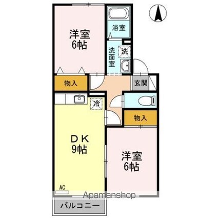 エクレールＳＹＯＵ　Ｂ棟[2DK/50.42m2]の間取図