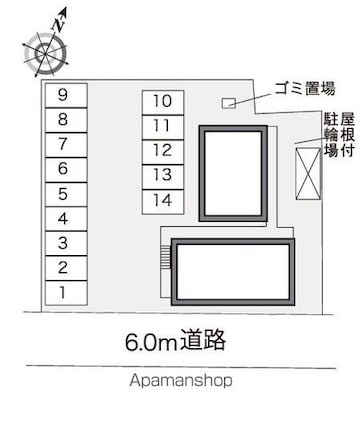 レオパレスハートフル　やしろ[1K/20.28m2]の配置図