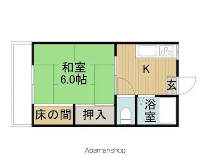 コーポカネセン[1K/24.8m2]の間取図