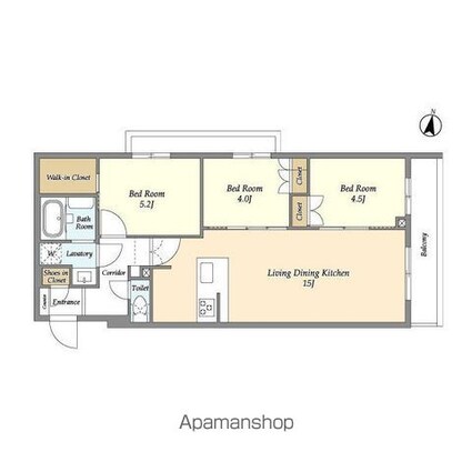 アジールコート練馬中村橋[3LDK/63.26m2]の間取図