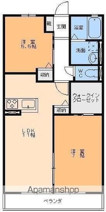 モダンローズ　Ｂ棟[2LDK/53.98m2]の間取図