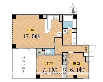 Ｍｏｎｔｐａｒｔｈｅ[2LDK/70.72m2]の間取図