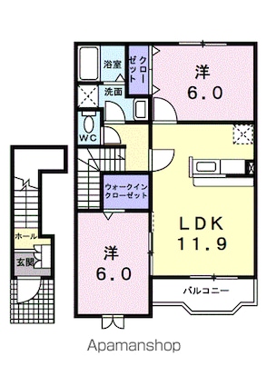 アンジュベリーＢ[2LDK/58.8m2]の間取図