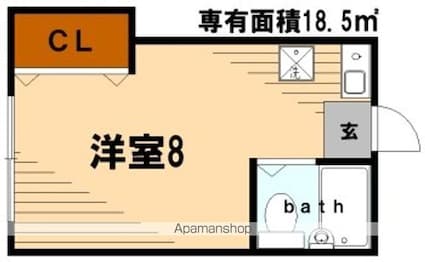 メゾンクレール[1R/18.5m2]の間取図